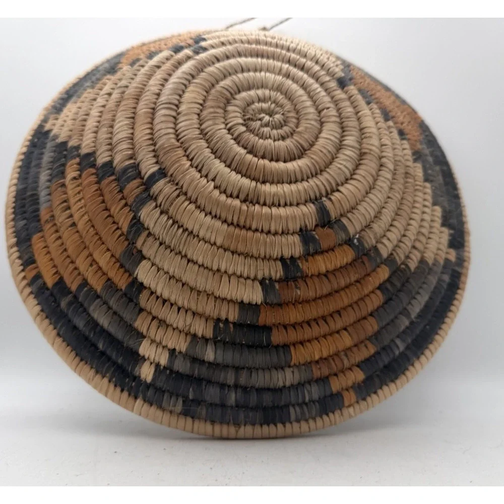 Vintage Handwoven Coiled Basket Bowl Wall Hanging Southwest Decor